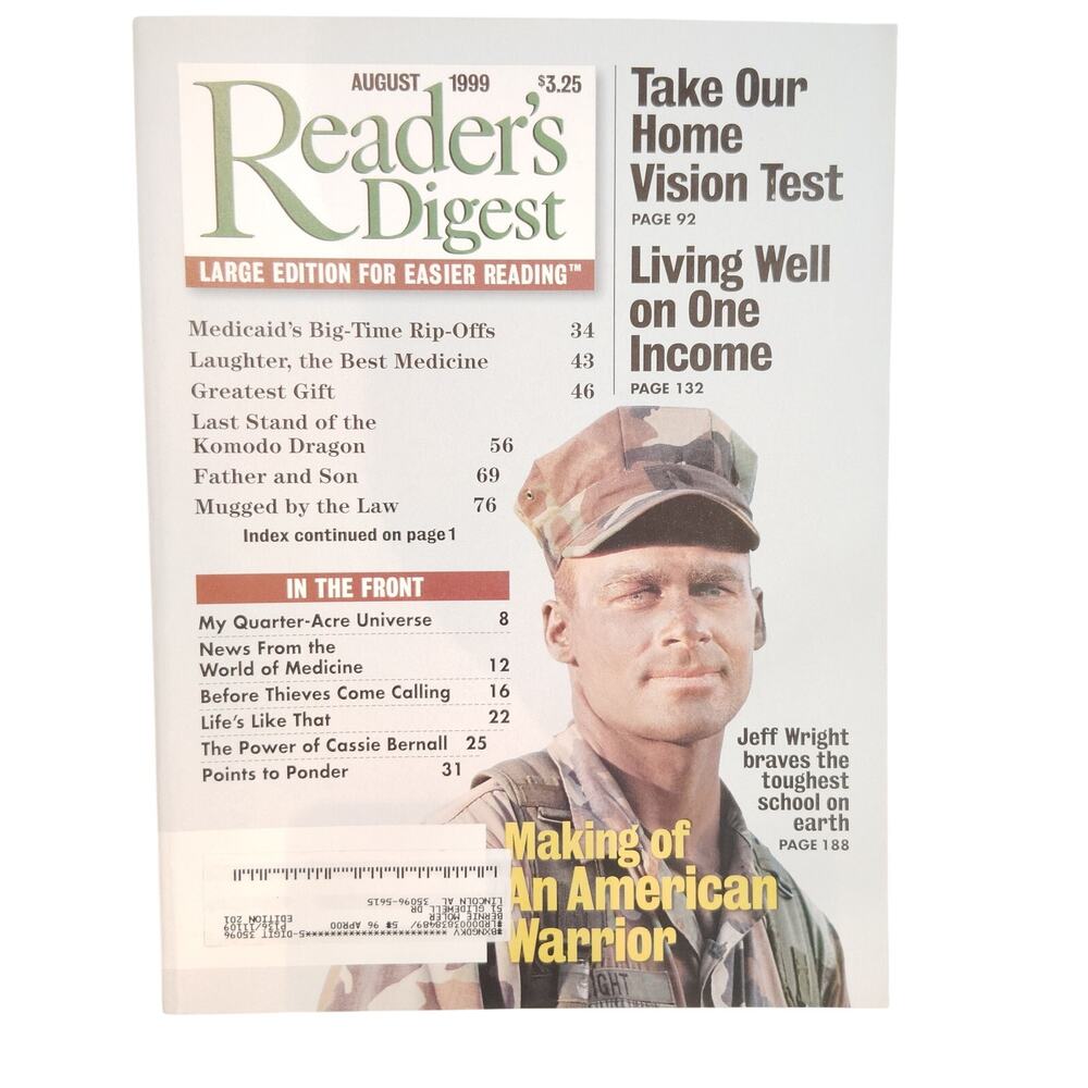 Reader's Digest August 1999 Large Edition Making of An American Warrior